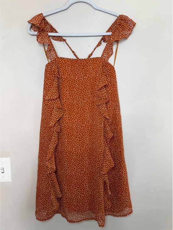 Dresses & Skirts - Sugar+Lips Women's Rust Orange Polka Dot Ruffle Mini Dress, Size Small